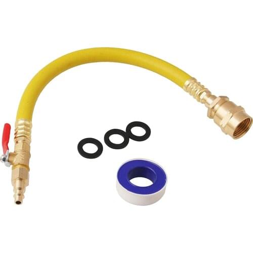 RV Winterize Sprinkler System Blowout Adapter w/15" Hose Shut Off Valve 1/4" Garden Hose Faucet Valve for RV Trailer Boat