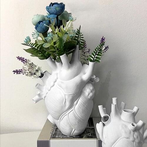 Nordic Simulation Anatomical Heart Shape Flower Vase Art Vases Sculpture Desktop Plant Pot Creative Flower Pot for Home Decor