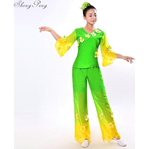 Chinese folk dance traditional Chinese dance costumes drum yangko dance clothe womens classical performance wear Q356
