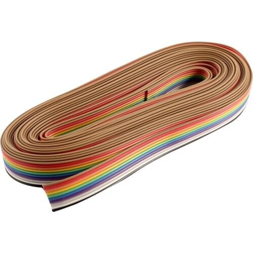 Uxcell 6M/20Ft Length 13mm Width 10P 10 Way Rainbow Color Flat Ribbon Cable Idc Wire 1.27mm DIY for FC 2.54mm Connector