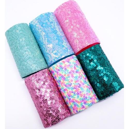 Top Ribbon 5 yard/roll 3 inch 75MM Reversible Sequin Ribbon