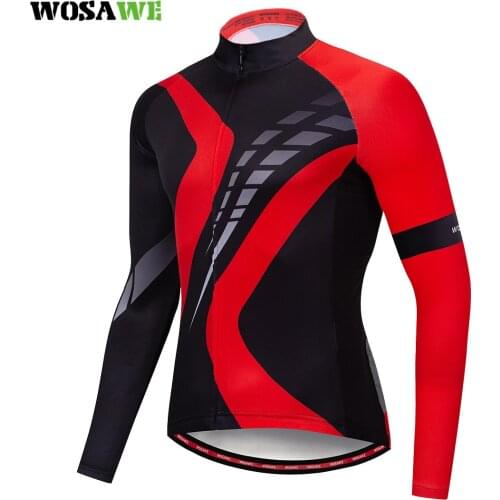 WOSAWE Long Sleeve Mens Cycling Jersey Breathable Autumn Cycling Bicycle Clothing Quick-Dry Mountain Road MTB Bike Clothes