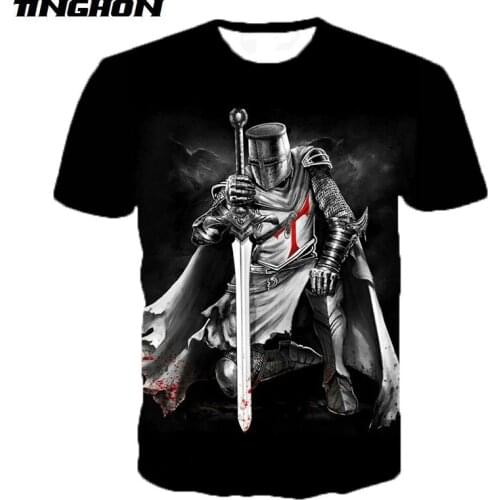 XS-7XL New Arrival Knights Templar 3D Printed T Shirt Men Women Fashion Casual T-shirts Hip Hop Streetwear T Shirt Tee 01