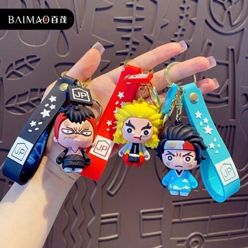 Japan Anime Demon Slayer Key Chain Cartoon Cute Pendant Cosplay Badge Kamado Tanjirou
