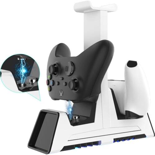 Clear LED Indicator Charging Dock For PS5 Controller Charging Base For Xbox Gamepad Charger Station With Headphone Stand Holder