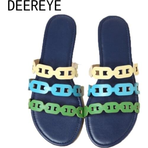 2021 New Colorful Mules Slipper Womens Hollow Out Flat Summer Slip On Cute Square Toe Shoes Without Heels Beach Luxury Brand