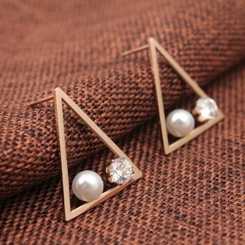 OUFEI Fashion Stainless Steel Stud Earrings For Women Crystal Pearl Earrings Korean Fashion Wholesale Women Earrings Jewelry