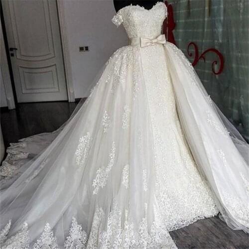 Sweetheart Lace Mermaid Wedding Dresses Removable Train Applique Lace Bridal Gowns 2020 Wedding Gowns vestido novia