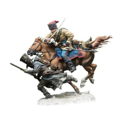 1/32 54mm ancient warrior include 2 man with base and horse Resin figure Model kits Miniature gk Unassembly Unpainted