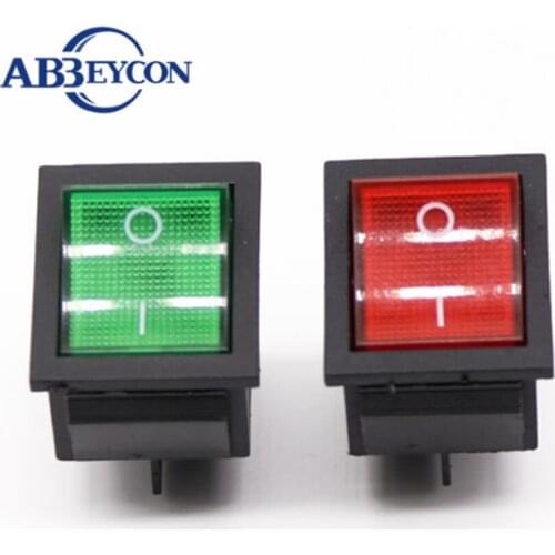 1PCS Rocker Power Button 2 Position 4 Pins KCD4-201N Push Button Switch With Light 15A 250V AC/20A 125V AC