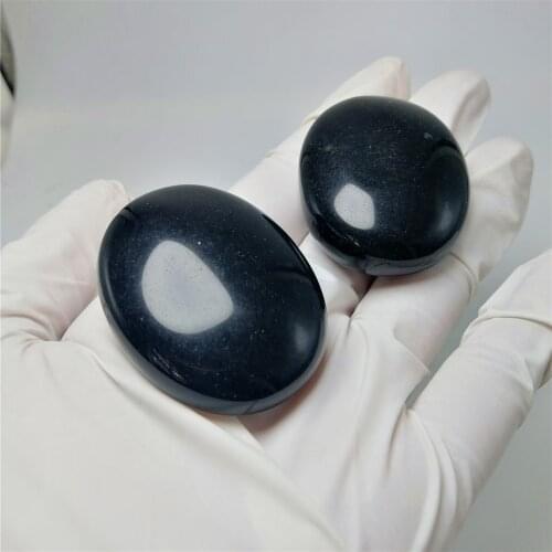 1 pc natural black obsidian stone palm stone worry stone for exercise or healing reiki collection