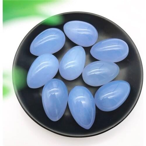 1PC Natural Blue Chalcedony Egg Shaped Crystal Gemstone Meditation Healing Chakra Polished Natural Stones and Minerals