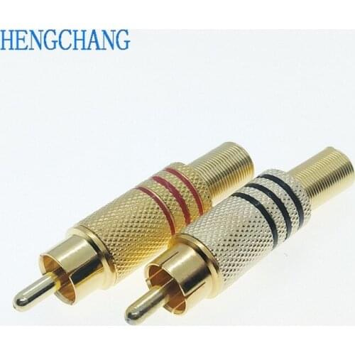 10Pcs Gold Plated weldless RCA Plug for Audio video Male RCA Connector With Spring Cable Protector