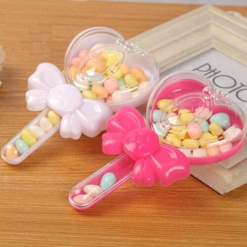 12pcs/lot Creative Candy Box Multicolor Heart Shaped Bow Magic Wand Plastic Candy Box Wedding Birthday Party Supplies