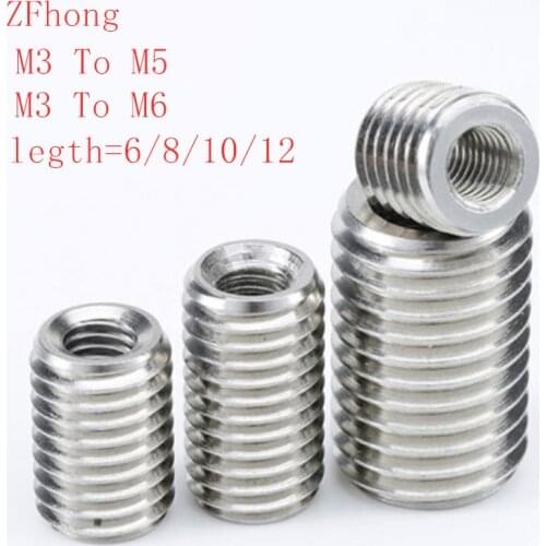 20pcs stainless steel 304 M3 inside m5 m6 outside thread Adapter screw wire thread insert sleeve Conversion Nut Coupler
