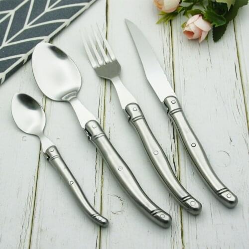 4-24pcs Laguiole Silverware Dinnerware Set Stainless Steel Cutlery Set Kitchen Mirror Tableware Set Knife Fork Spoon Dinner Set