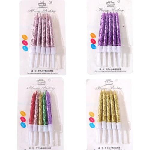 6Pcs/lot Threaded Candle Curved Spiral Cake Candle Long Multicolor Colored Curving Cake Safe Flames Kids Birthday