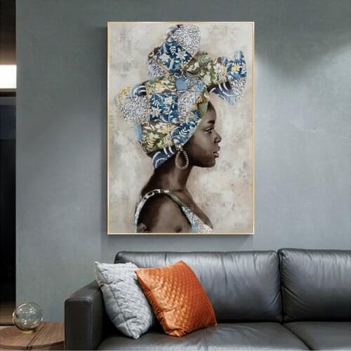 African Black Women Graffiti Art Posters and Prints Abstract Girl Canvas Painting On The Wall Art Picture Living Room Decor