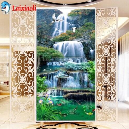 Diamond Painting Waterfall Landscape Tree Bird 5D Picture Of Rhinestone Full Square Diamond Painting Embroidery koi fish Scenery