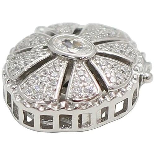 Beadsnice Inlaying Zircon Sterling Silver Clasp Fine Rectangle Connector Clasp for Multi Strand Bracelets and Necklaces Jewelry