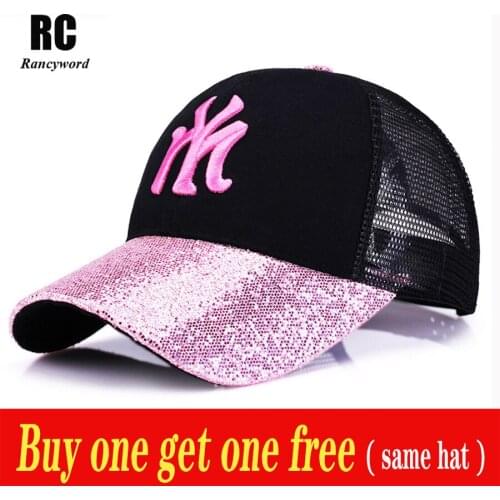 [Rancyword] 2020 new Hat female spring Korean fashion baseball cap male visor sun hat casual wild sequin cap youth