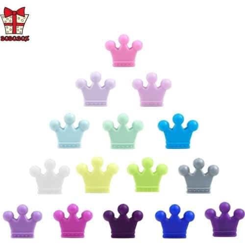 BOBO.BOX 5Pcs Crown Silicone Beads Baby Teething Colorful Baby Nursing Teethers Food Grade Teether Beads Baby DIY Pacifier Chain