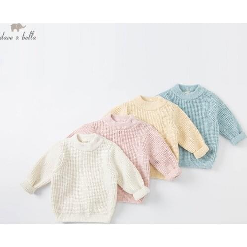 DB19144 dave bella winter casual baby unisex Christmas solid knitted sweater kids girls boys fashion toddler boutique tops