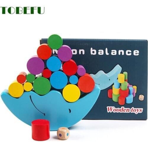 Montessori Puzzle Baby Toys Wood Puzzle Moon Balance Building Block Wooden Toy for Kid Children Early Educational Learning Game