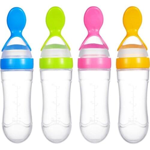 Baby squeeze feeding spoon silicone feeding bottle training spoon baby food spoon baby cereal nutritional supplement