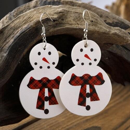 European and American Christmas Earrings New Christmas Snowman Leather Earrings New Holiday Earrings Wholesale