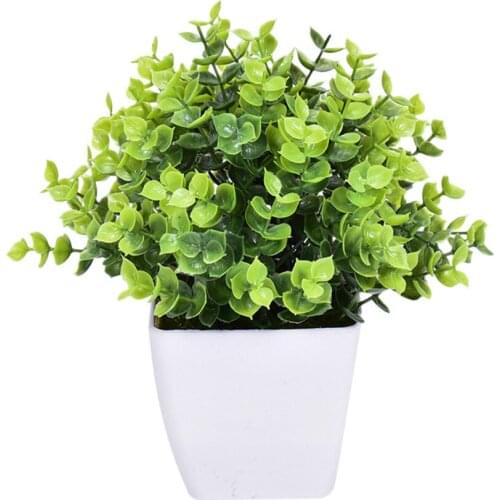 Artificial Plants Fake Flower Potted Flowers Desktop Ornaments For Home Eucalyptus Small Tree Indoor Decorations Plastic Bonsai