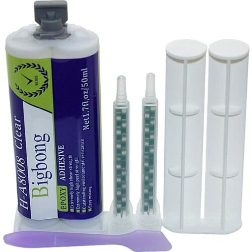 Epoxy Resin Glue Adhesives 50ml Transparent 1:1 AB Glues with 2pcs Static Mixing Nozzles and 1pc Mixing Shovel 1pc Hand Push Rod