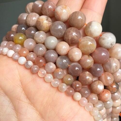 Natural Gem SunStone Beads Smooth Round Loose Spacer Beads For Jewelry Making DIY Bracelet Necklace Earring 15"Inches 4/6/8/10mm