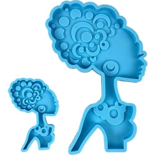 Curly Hair Women Shape Coaster Cup Mat Pad Epoxy Resin Mold Keychain Pendants Silicone Mould DIY Crafts Jewelry Casting X4YA