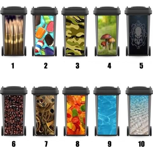 Wholesales Hot Modern Adhesive Removable Waterproof Sticker Decals Rubbish bin trash can Cover sticker 120liter 240liter