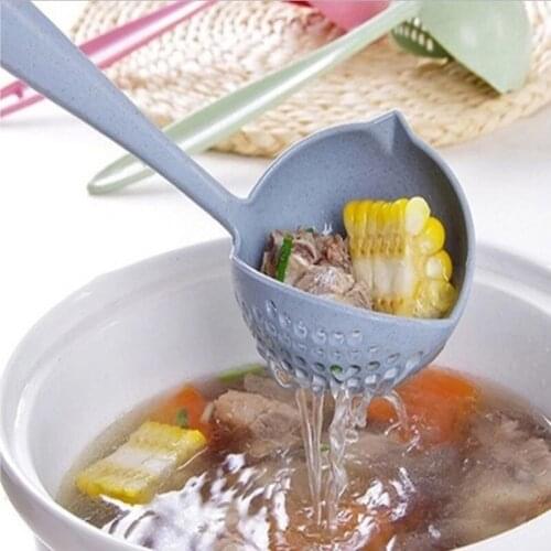 LongSpoon Handle Kitchen Strainer Color Cooking Colander Kitchen Scoop Plastic Environmental protectionSpoon Table ware