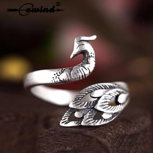 Fashion Animal Rings Jewelry Beautiful Animal Cock Rings Peacock Stretch Midi Finger Ring Bijoux For Women Anti Allergy Gift