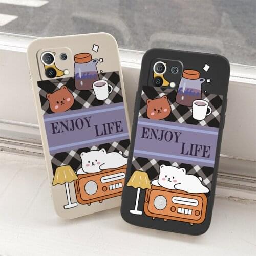 Cute Bear Soft Case For For Xiaomi Mi 11 lite Ultra 11i 10T 9T Pro Lite 10 10S 9 8 lite Pro Poco F2 X2 F3 Pro Liquid Phone Cover