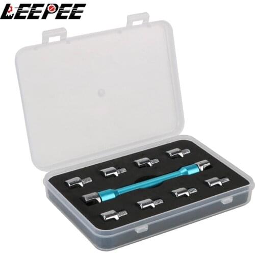 Motorcycle Spoke Wrench Set Handle Repair Tool With 10 Pieces Hardened Tips 5.0~6.8 Adjusting Spoke Tension For Most Motorbikes