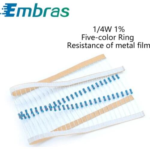 100Pcs 1/4W Metal Film Set Of Resistor 0R-22M 1% Tolerance 24K 30K 47K 68K 91K 100K 120K 160K 390K 10 Ohm Electronics Resistance