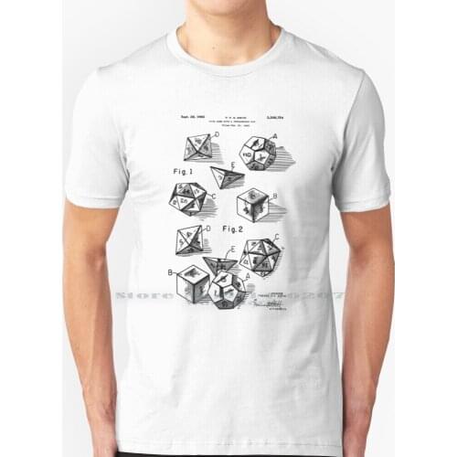Patent Prints 1999 - Rpg Set Of Dice T Shirt 100% Pure Cotton Rpg D20 Dice Tabletop Patent Geek Gaming Nerd Games Geeky Nerdy