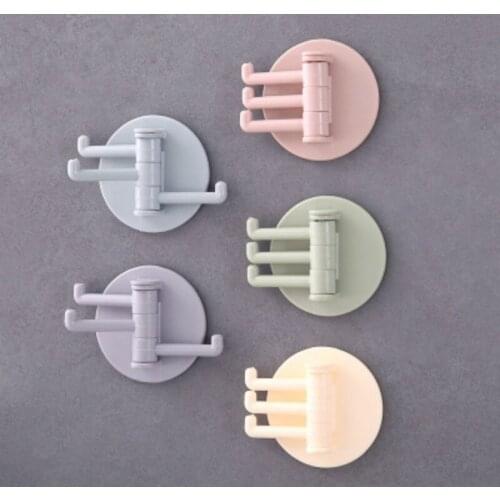Strong non-marking viscose hook nail-free load-bearing 3 even rotating hook kitchen bathroom wall hook