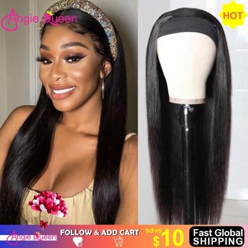 STRAIGHT Headband Remy Hair Wigs for Women Machine Made Angie Queen 100% human hair wig Glueless Natural Color '12-26‘inche