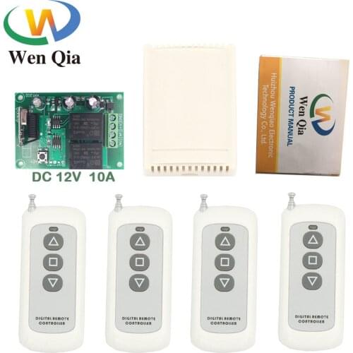 RF Switch Long Range Remote Control DC 12V 2CH Relay Receiver and Transmitter for Garage Control and Electric Curtain Controller