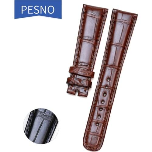 Pesno Suitable for A.Lange&Sohne SAXONIA 201/384/211 19 20mm Watchband Crocodile Leather Watch Strap Men Watch Accessory