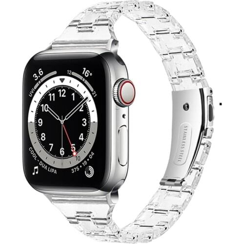 Transparent Watch Strap for Apple Watch SE 6 5 4 Resin Band 42mm 38mm Correa Steel for Iwatch 6 Series 5 4 3 Watchband 44mm 40mm