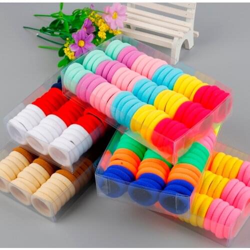 High Quality 66Pcs/Box Candy Color Scrunchy elastic hair bands for girls Kid Headband decorations hair ties accessories Dia 3cm