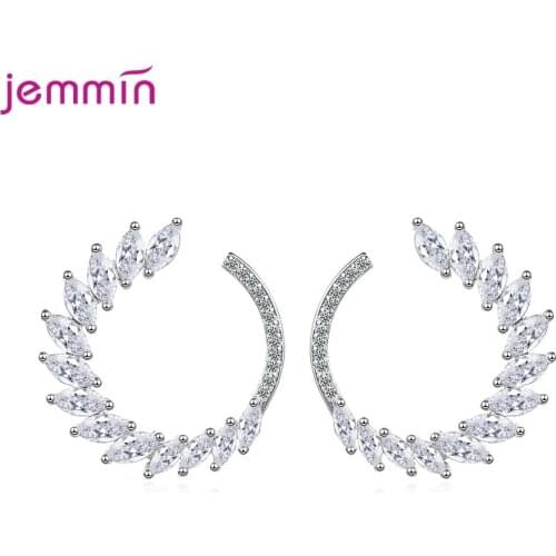 Luxury AAA Zircon Circle Stud Earrings for Women 925 Sterling Silver Earring Female Wedding Engagement Jewelry Gift