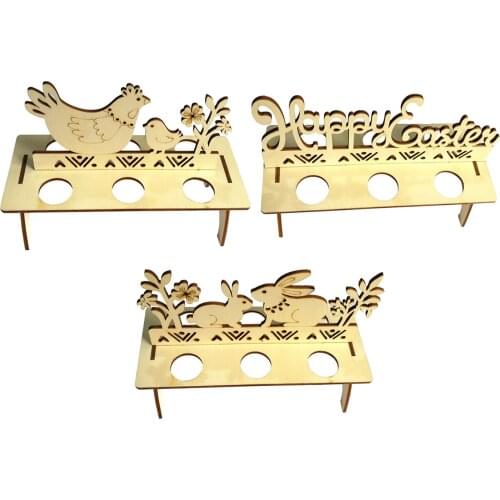 Happy Easter Decorative Easter Egg DIY Wooden Storage Display Holder Easter Eggs Rack Shelves Tray for Easter Home Decoration
