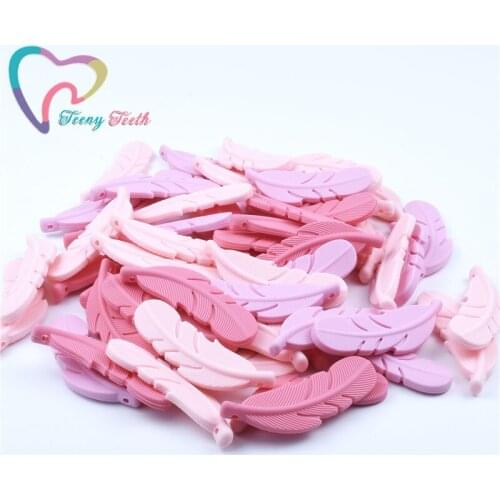 20PCS Feather Silicone Bead Loose Bead BPA Free Baby Silicone Teething Safe Feather Teether DIY Jewelry Making Necklace/Bracelet